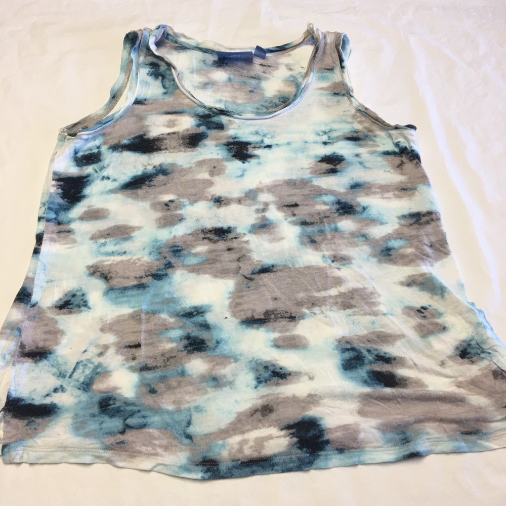 SIMPLY VERA PLEATED FABRIC BLUE WHITE BROWN TANK